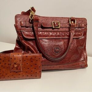 Elegant Brown Leather Handbag and Wallet Set